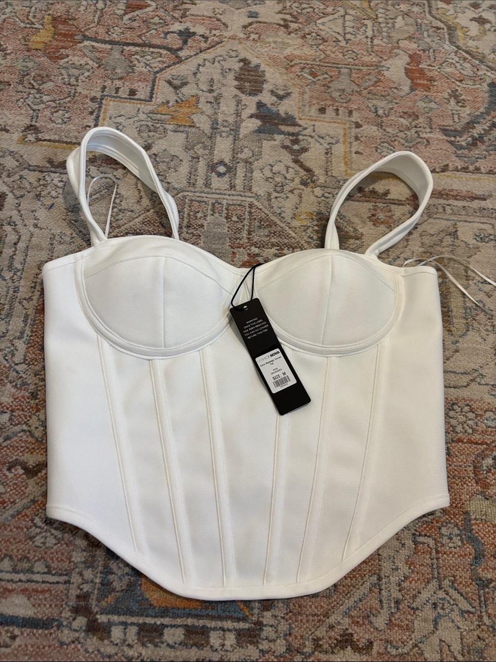 Fashion Nova White Structured Bustier Corset Bodysuit